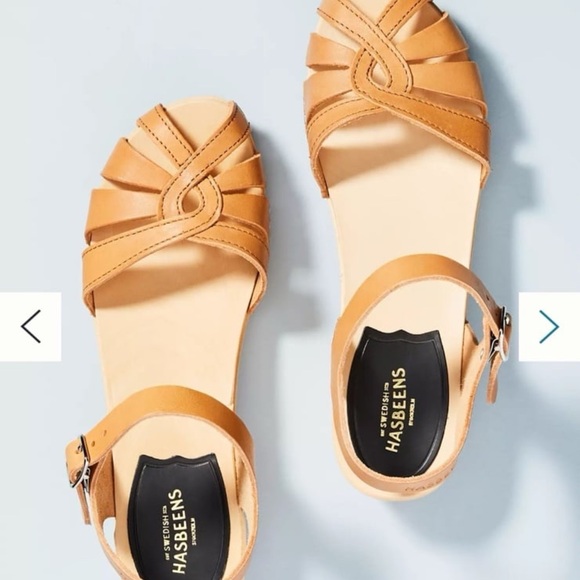 Swedish Hasbeens Cross Strap Debutant leather sandals sz 37 - Picture 1 of 8